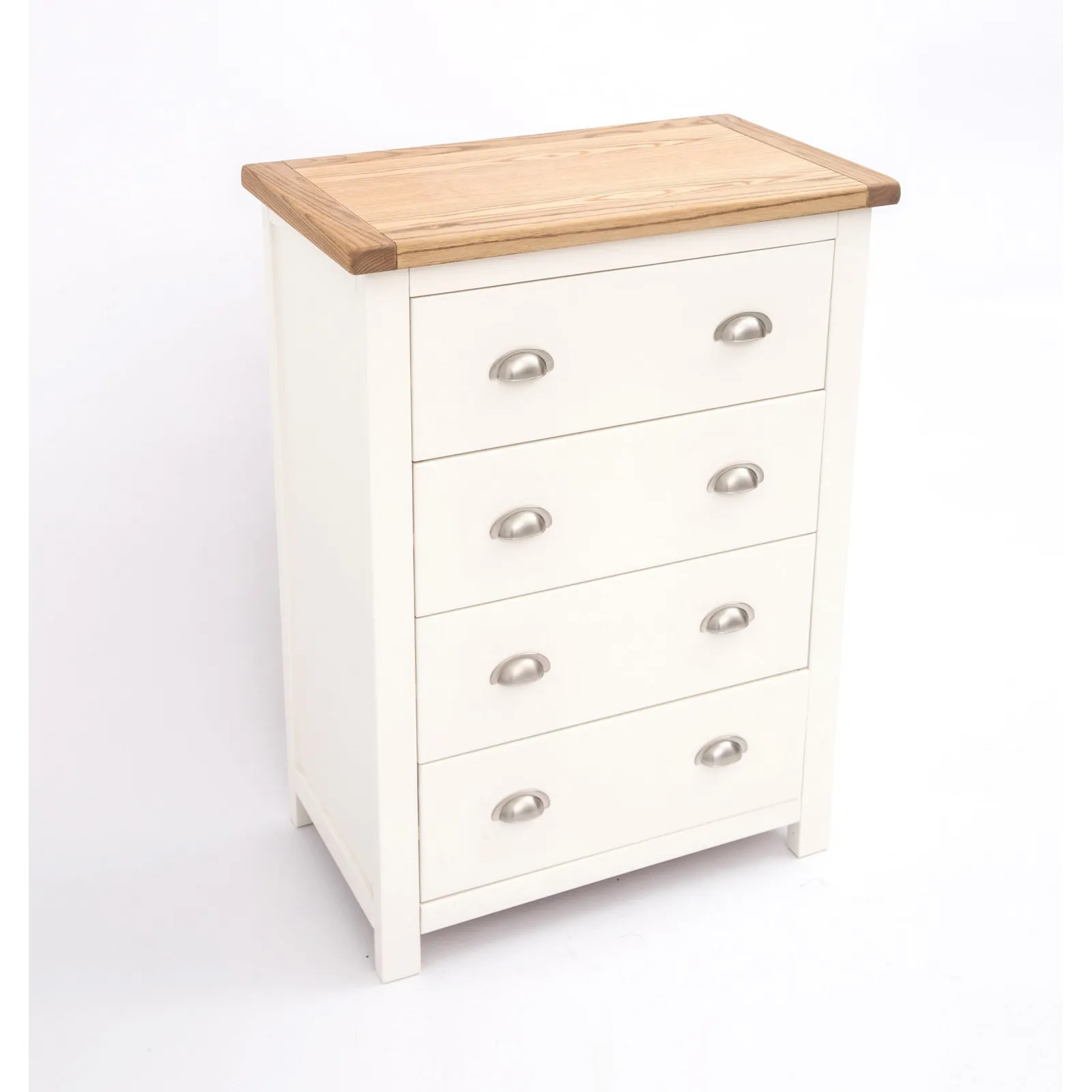 Cabinet Bits Lovere 4 Drawer Chest of Drawers Chrome Cup Handle in Off-White 3