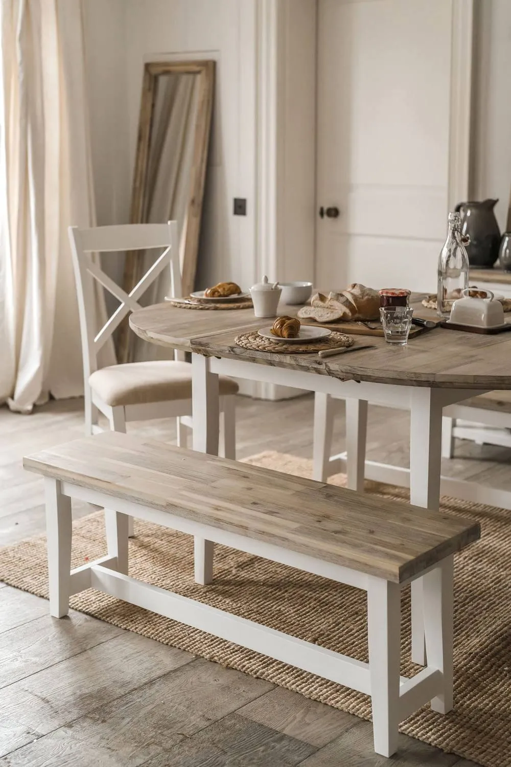 Statement Furniture Florence Solid Acacia Hardwood Dining Bench 120cm in White 6