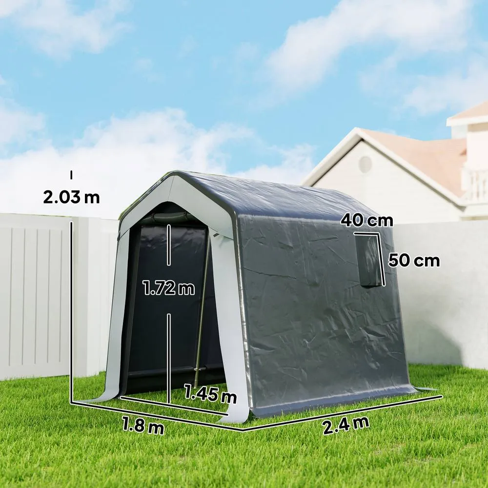OUTSUNNY 1.8 x 2.4m Portable Storage Shed Heavy Duty Motorbike Shed in Grey 3