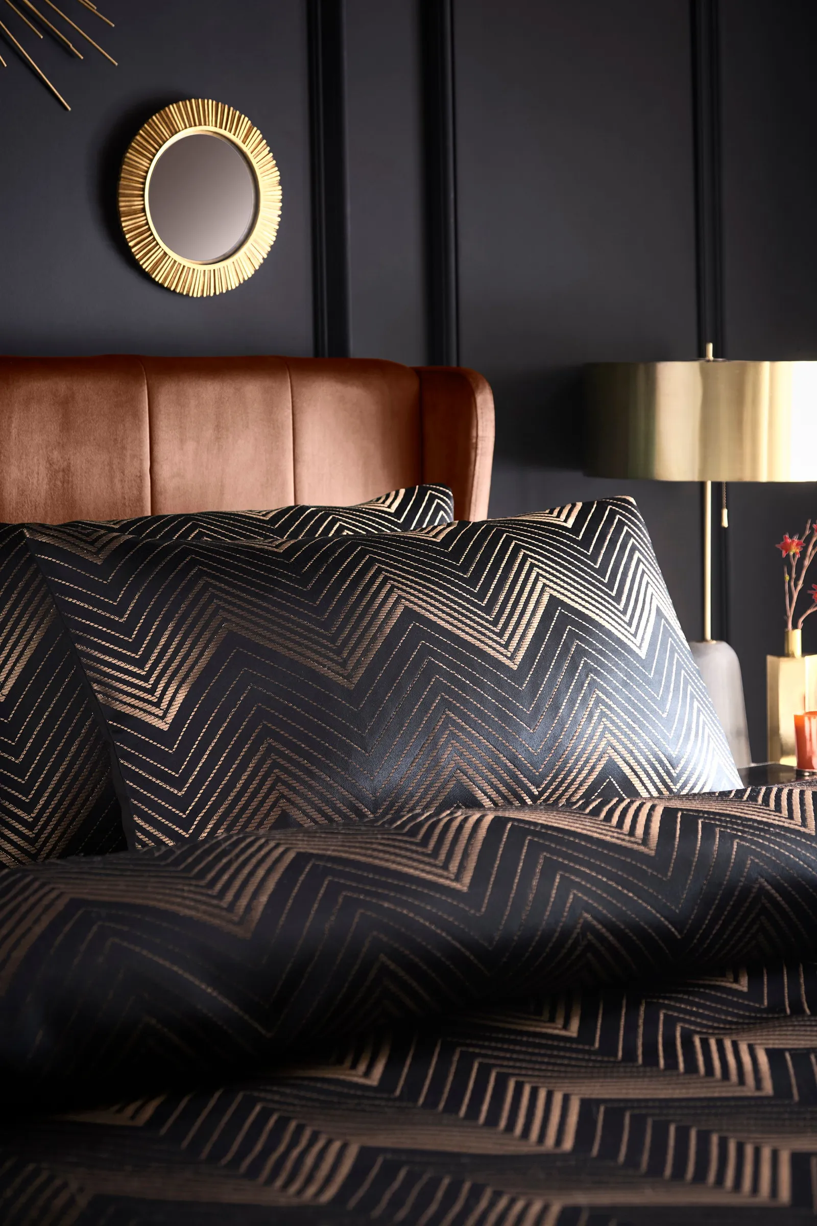 Laurence Llewelyn-Bowen 'Cocktail' Geometric Jacquard Duvet Cover Set in Black 2