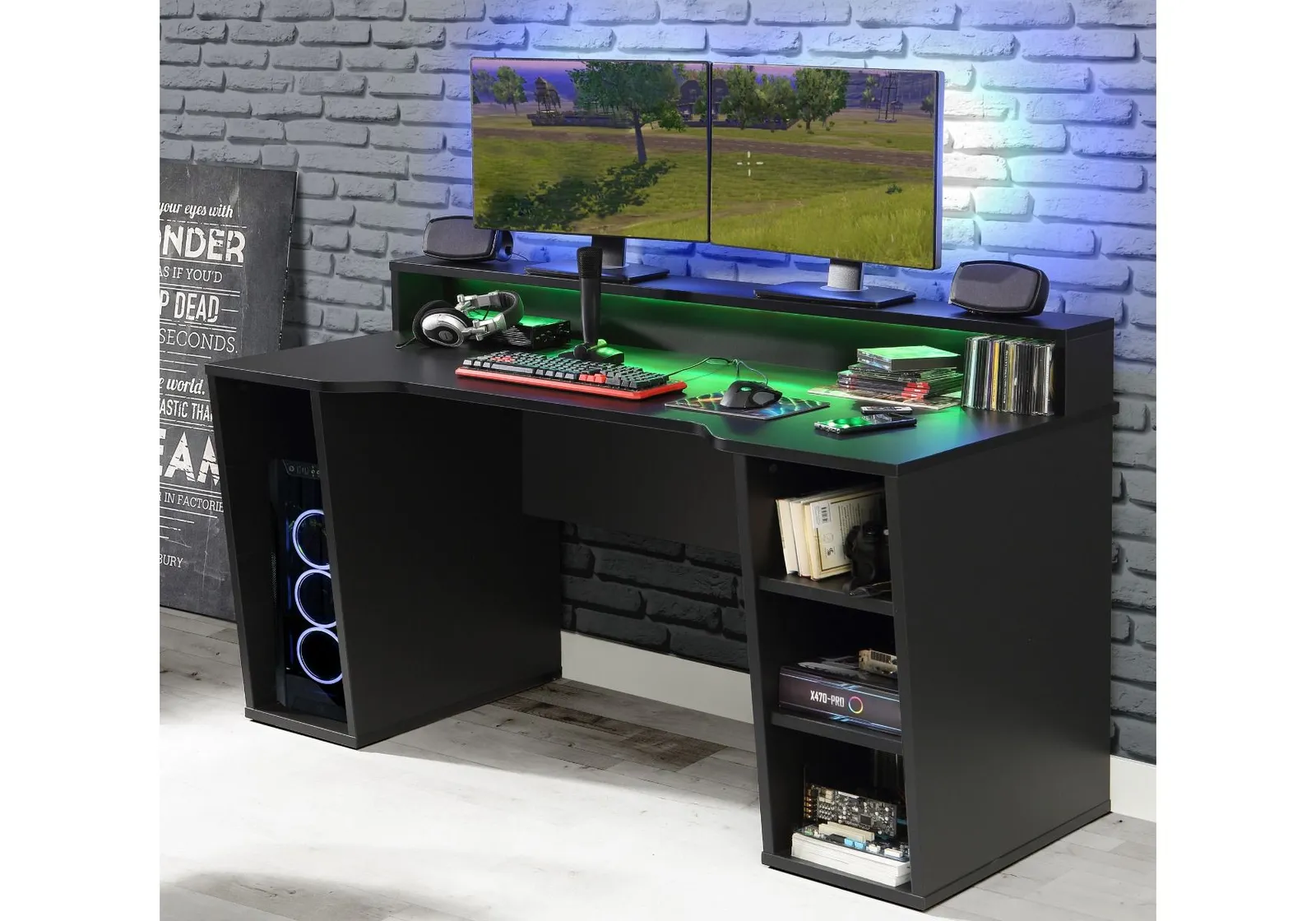 Flair Power X Gaming Desk in Black