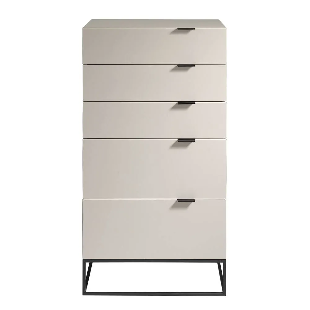 Angel Cerda Chiffonier Grey MDF with Black Steel Legs 5 Drawers 2