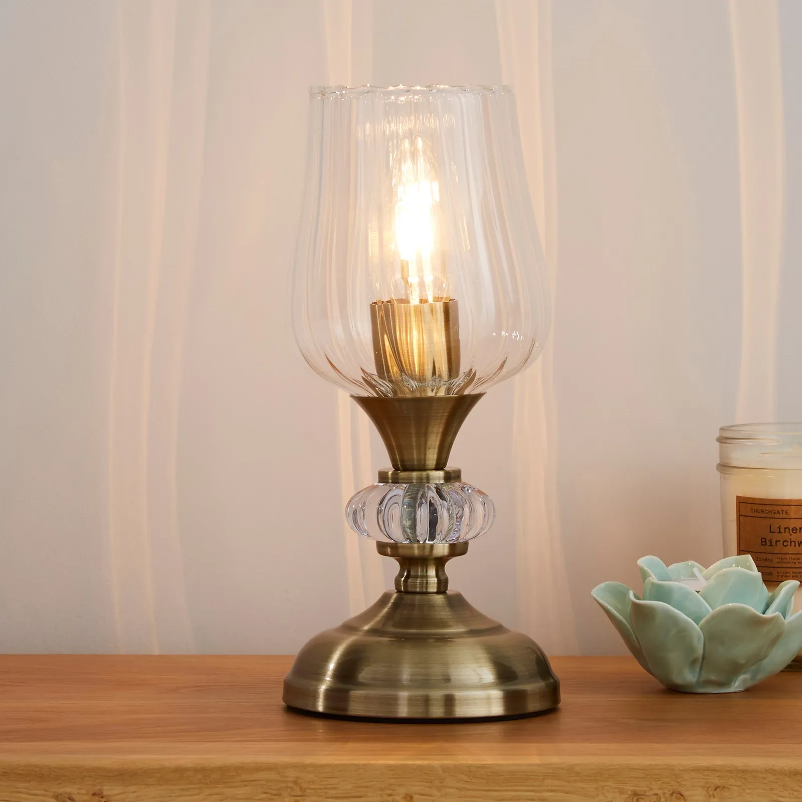Hurricane Antique Brass Table Lamp Bronze