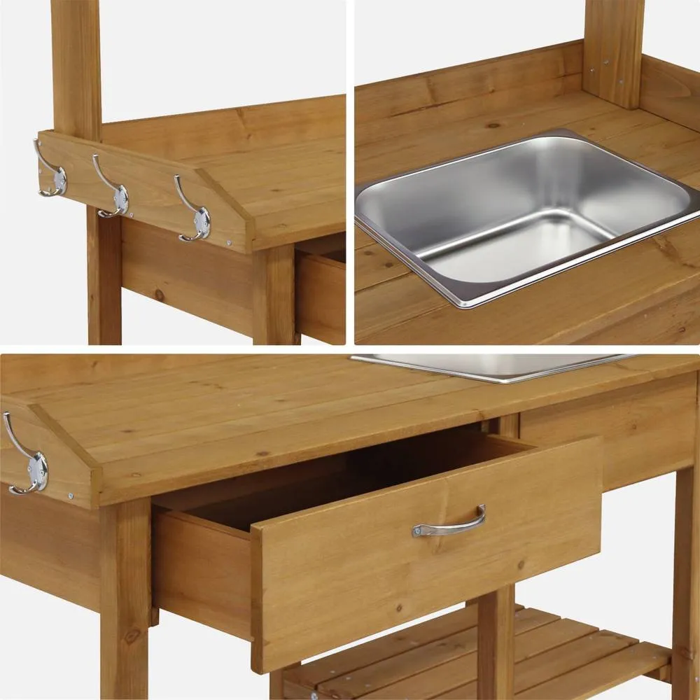 sweeek Wooden potting table in Brown 6