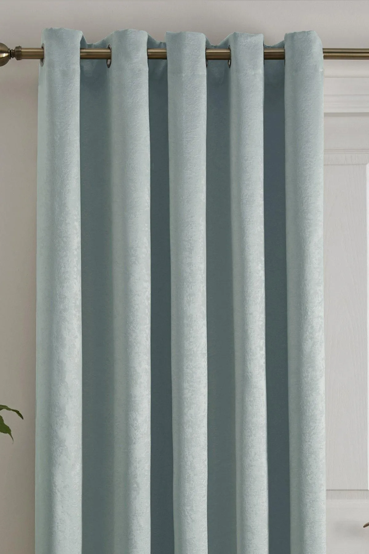 Fusion 'Strata' Dim out woven Eyelet Single Panel Door Curtain in Duck Egg Blue 2
