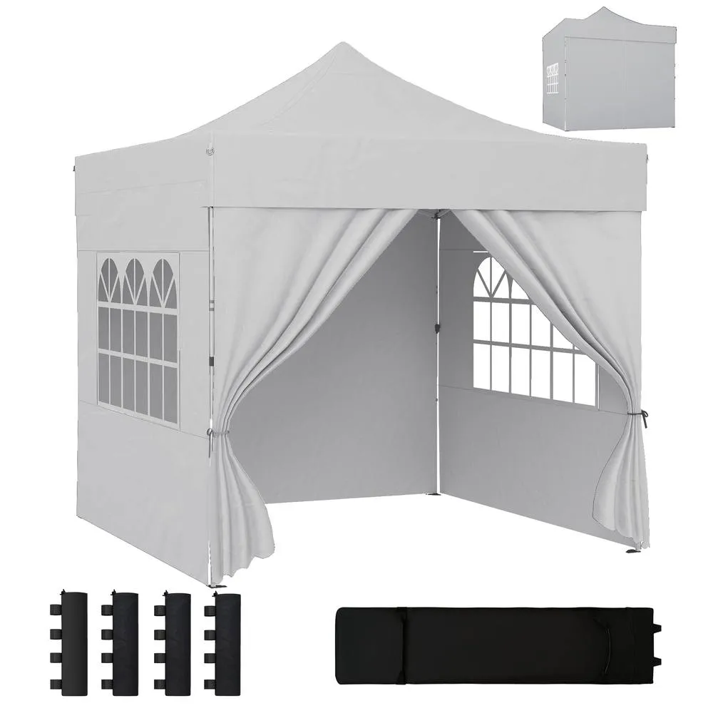 OUTSUNNY Heavy Duty Pop Up Gazebo with Sides, UPF50+ Marquee Gazebo in Grey 2