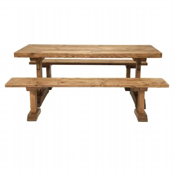 Covington Dining Table & 2 Benches, Timber Wood | Barker & Stonehouse 2