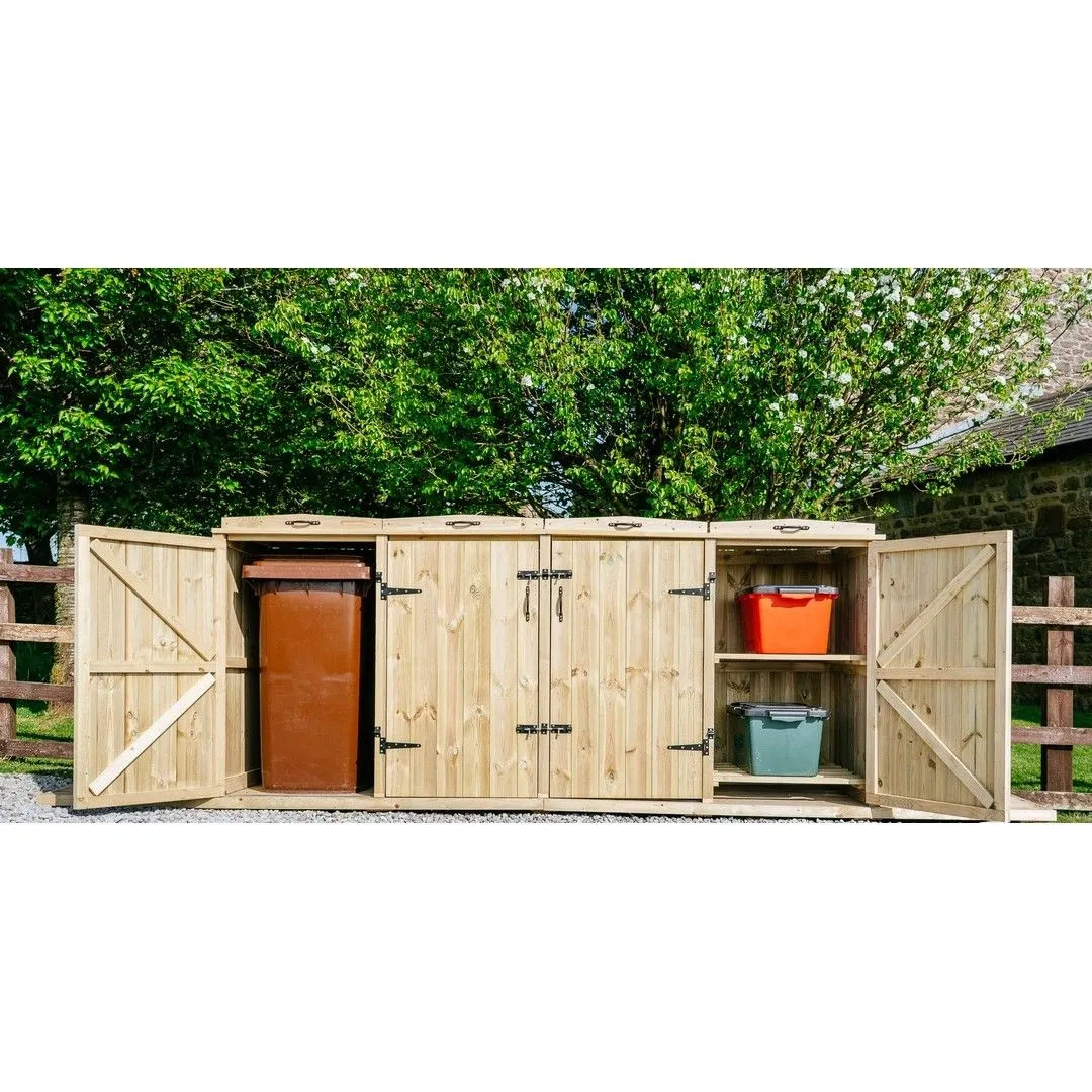 Buttercup Farm Chatburn Bin Store, Fits 1x 180L/240L Wheelie Bins & 6x Boxes in Brown 3
