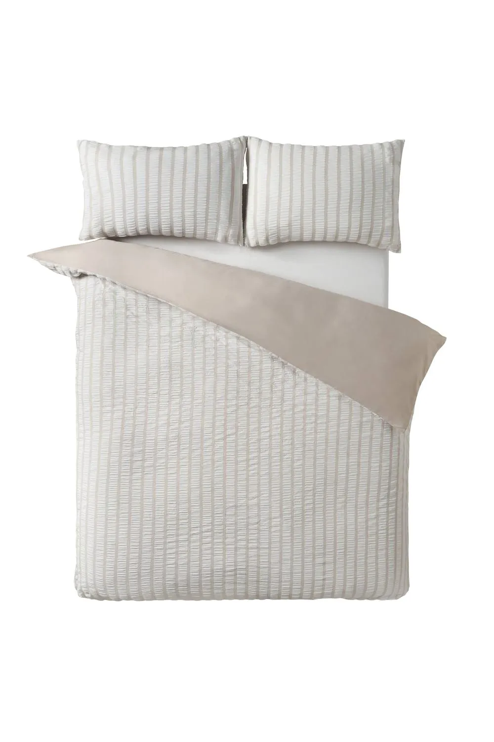 Catherine Lansfield 'So Soft Seersucker Stripe' Duvet Cover Set in Natural 4