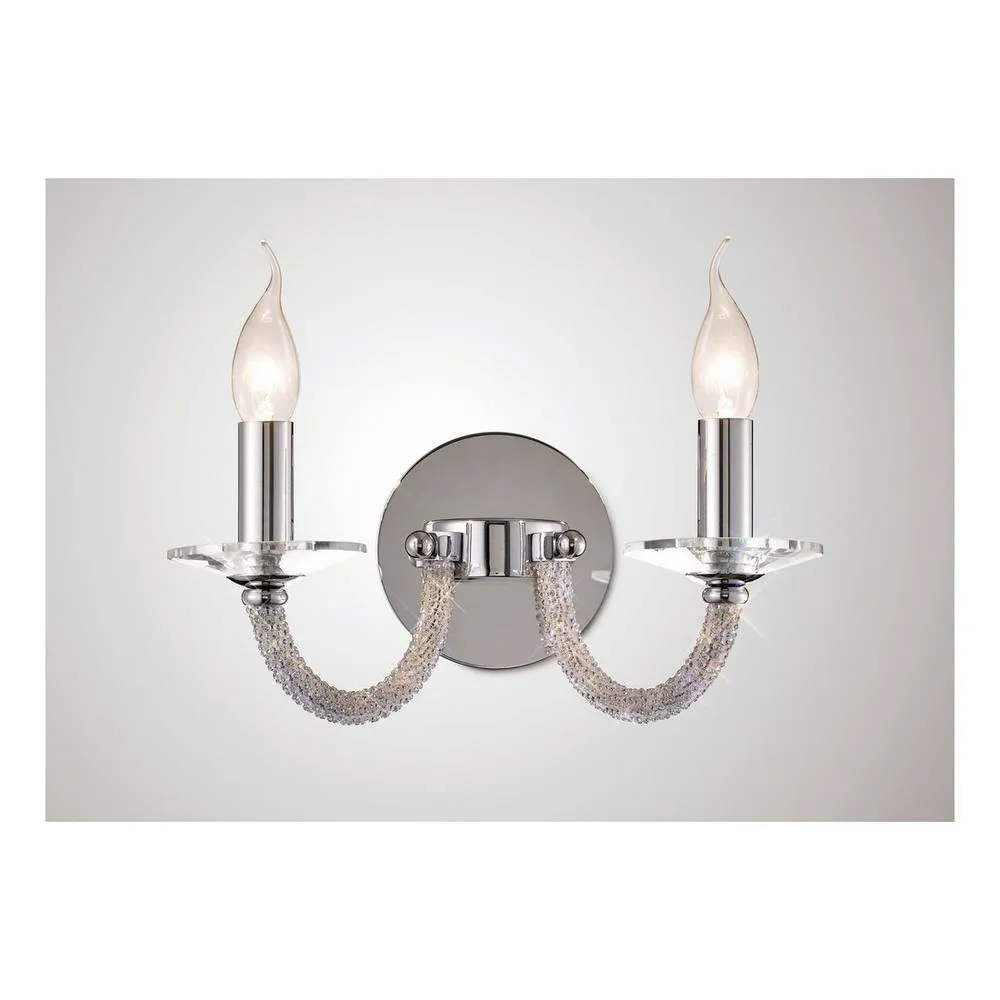Netlighting Elena Wall Lamp Switched 2 Candle Light Polished Chrome Crystal in Grey 2