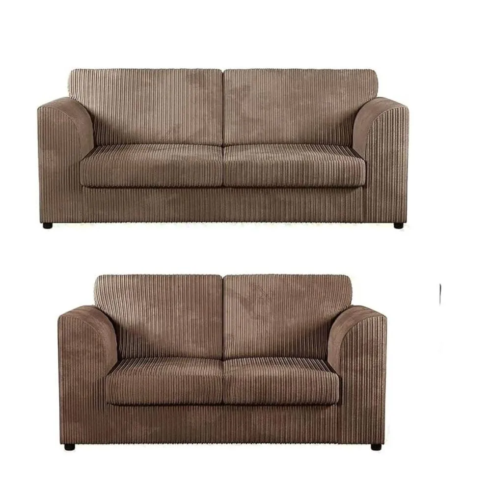 Bliss Furniture Jumbo Cord High Back 3+2 Seater Sofa Set in Beige