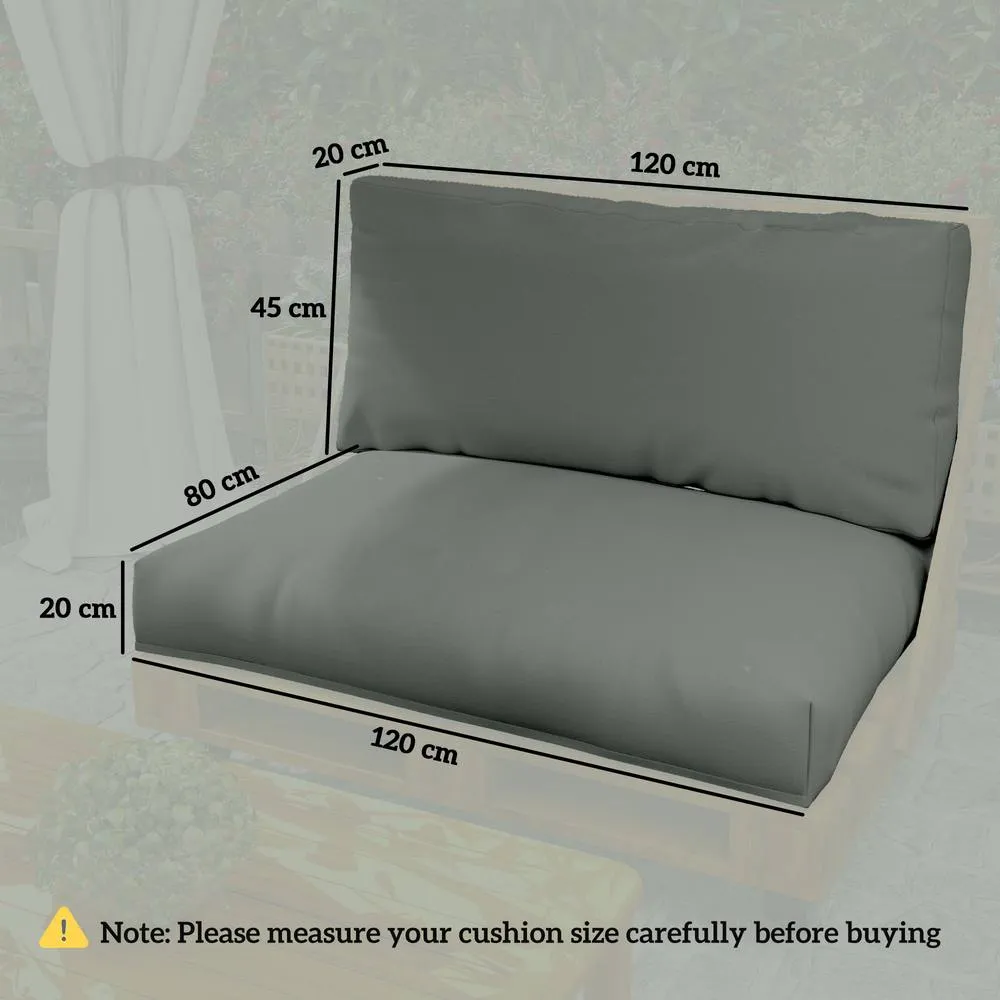 OUTSUNNY 2 Seat Pallet Cushions 20cm Thick Outdoor Seat Pads, Charcoal Grey in Dark Grey 2