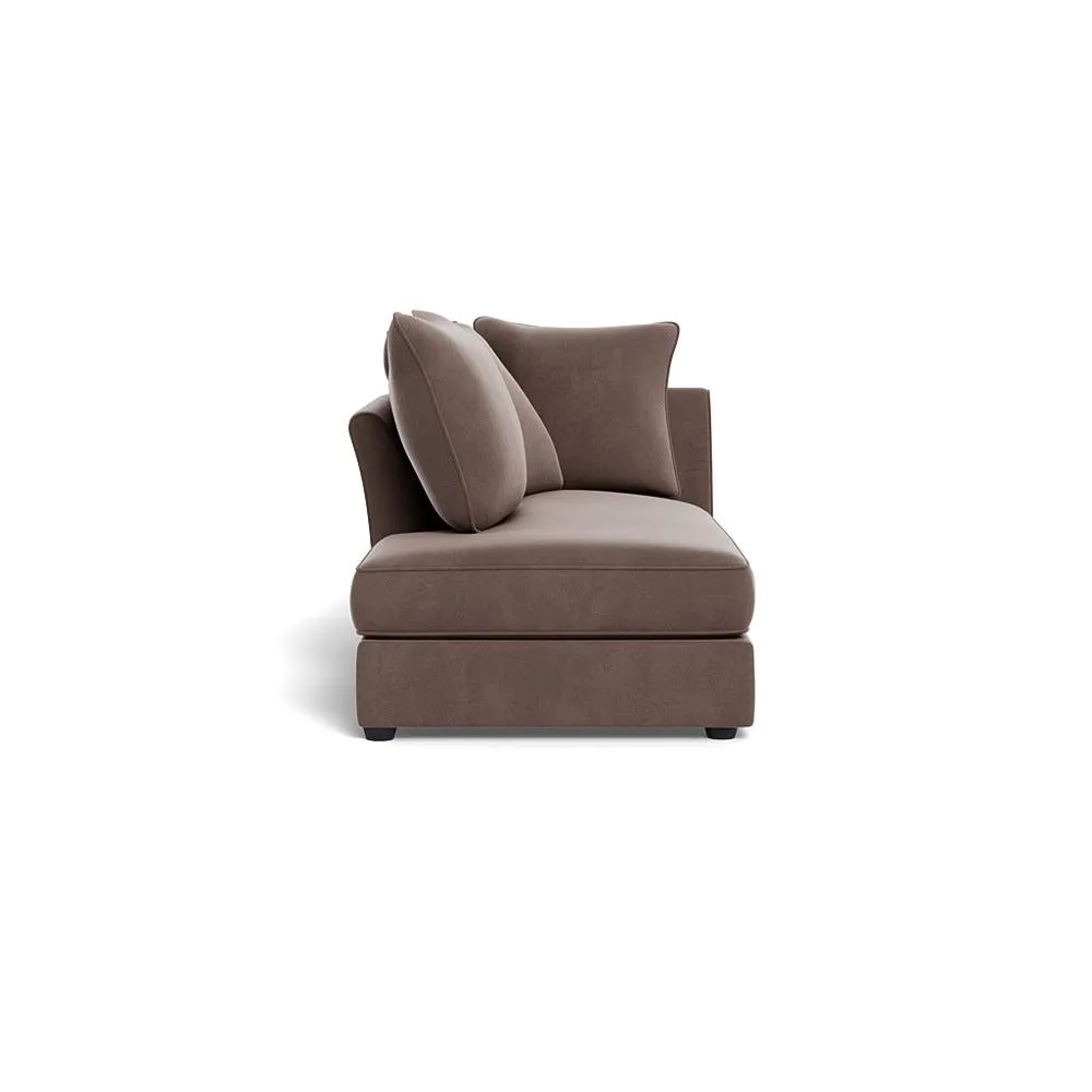 Heal's Tailor Left Hand Facing Chaise Unit Smart Velvet Mouse Black Feet 1