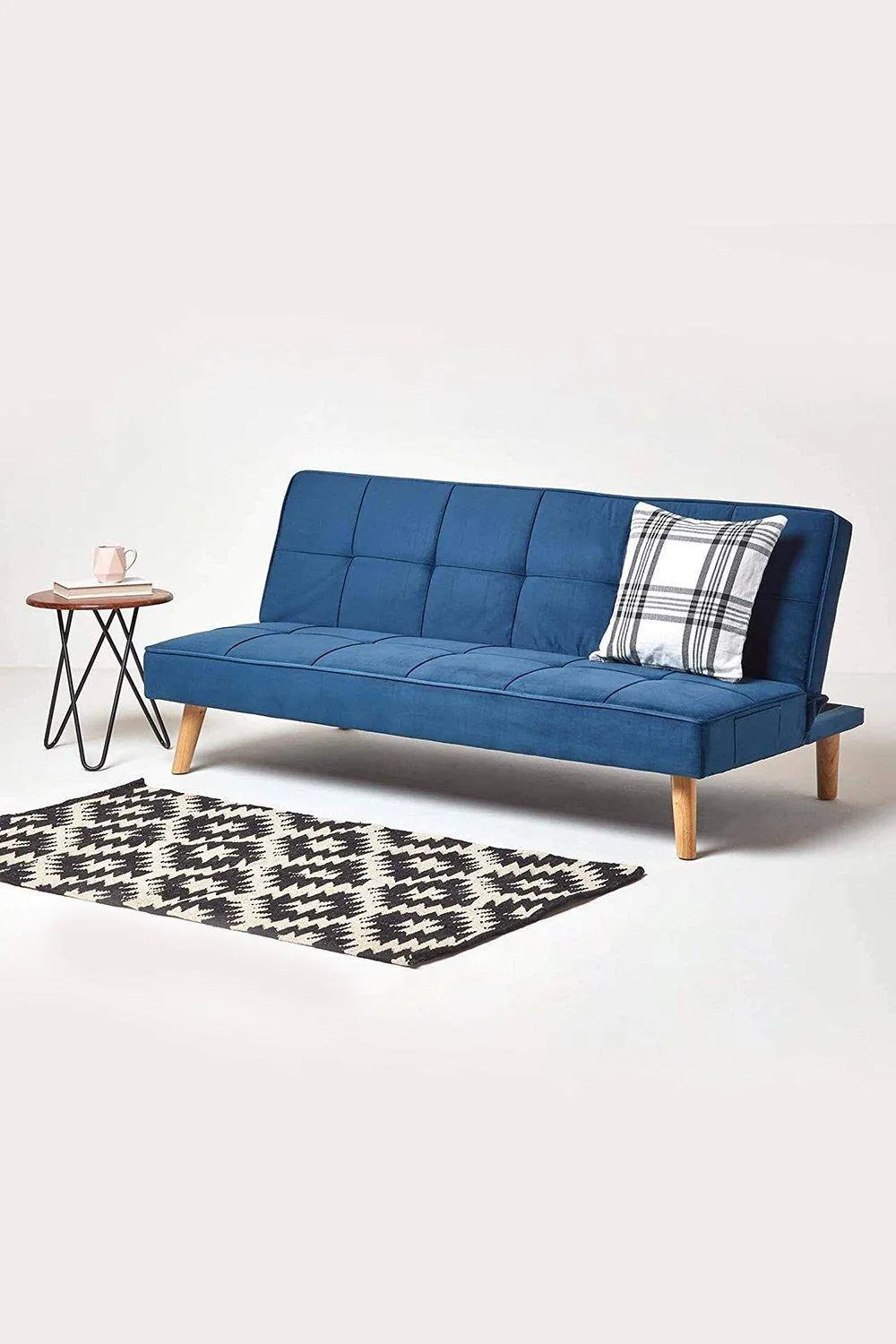 Homescapes Bower Velvet Sofa Bed in Navy 2