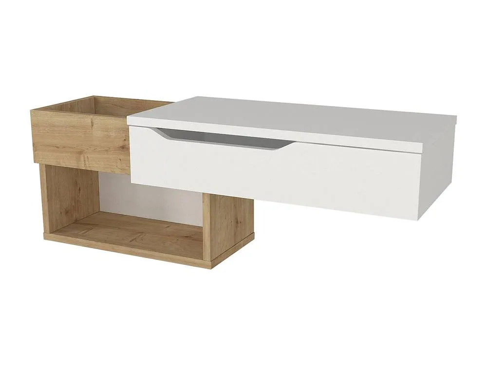 Vente-unique Wall-Mounted Console Table With 1 Drawer & 2 Niches - Natural and in Light Oak 5