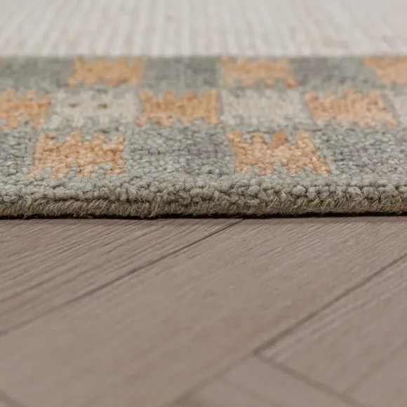 Hugo Checked Border Wool Rug 4