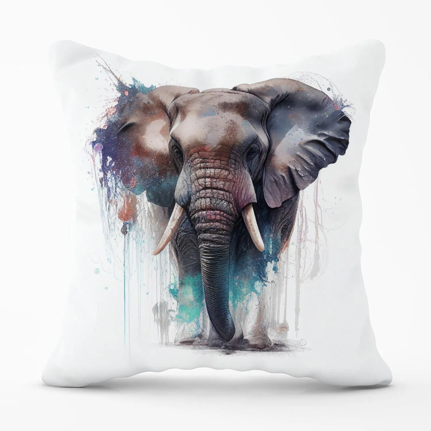 Warren Reed - Designer Elephant Splashart Outdoor Cushion in Yellow