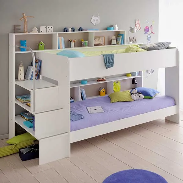 Annora Children's Bunk Bed In Solid Wood With Painted White Finish - W245 x D114 x H171cm