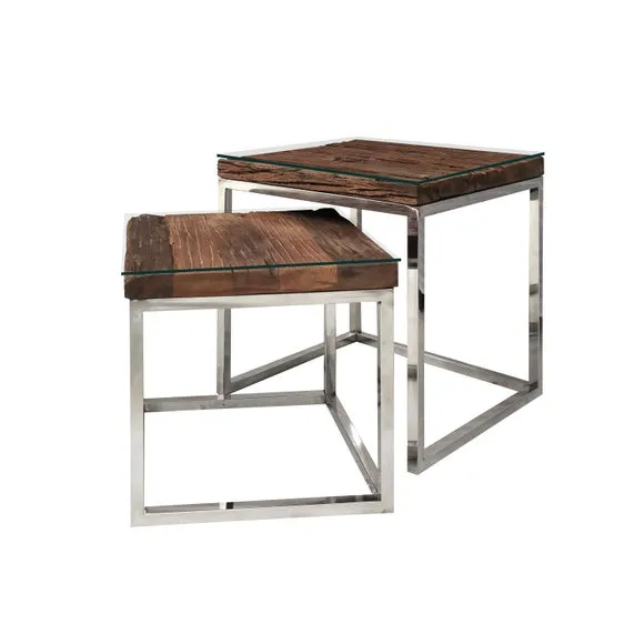 Indus Valley Railway Sleeper Nest Of 2 Tables 5