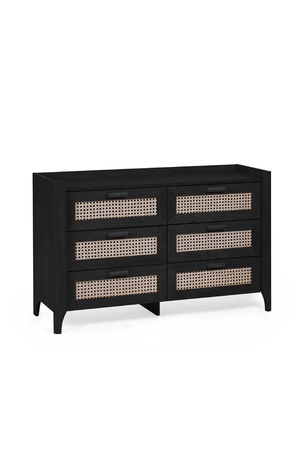 Julian Bowen Sydney Rattan Print 6 Drawer Wide Chest in Black 2