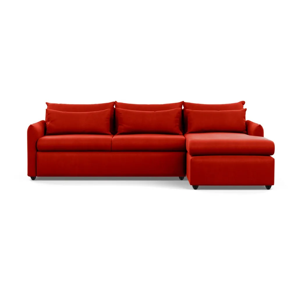 Heal's Pillow Large Right Hand Corner Chaise Varese Velvet Terracotta Black