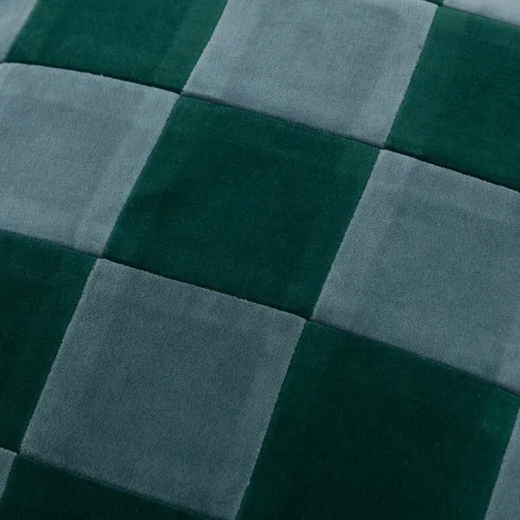 Clara Cubed Patchwork Cotton Velvet Square Cushion 2