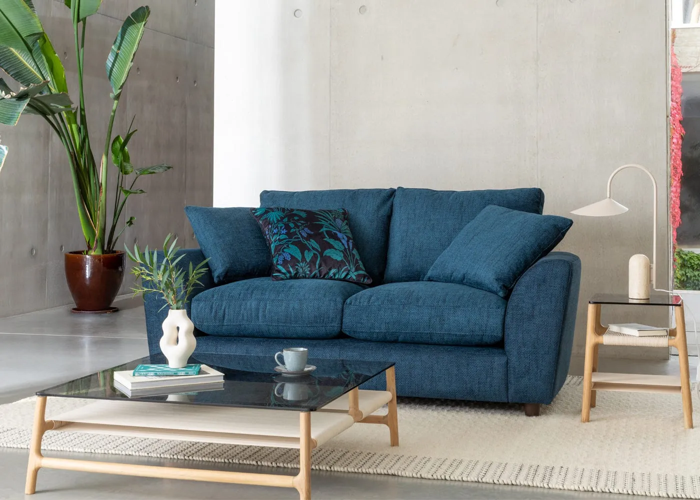 Heal's Snooze 3 Seater Sofa Broad Weave Putty Black Feet 3