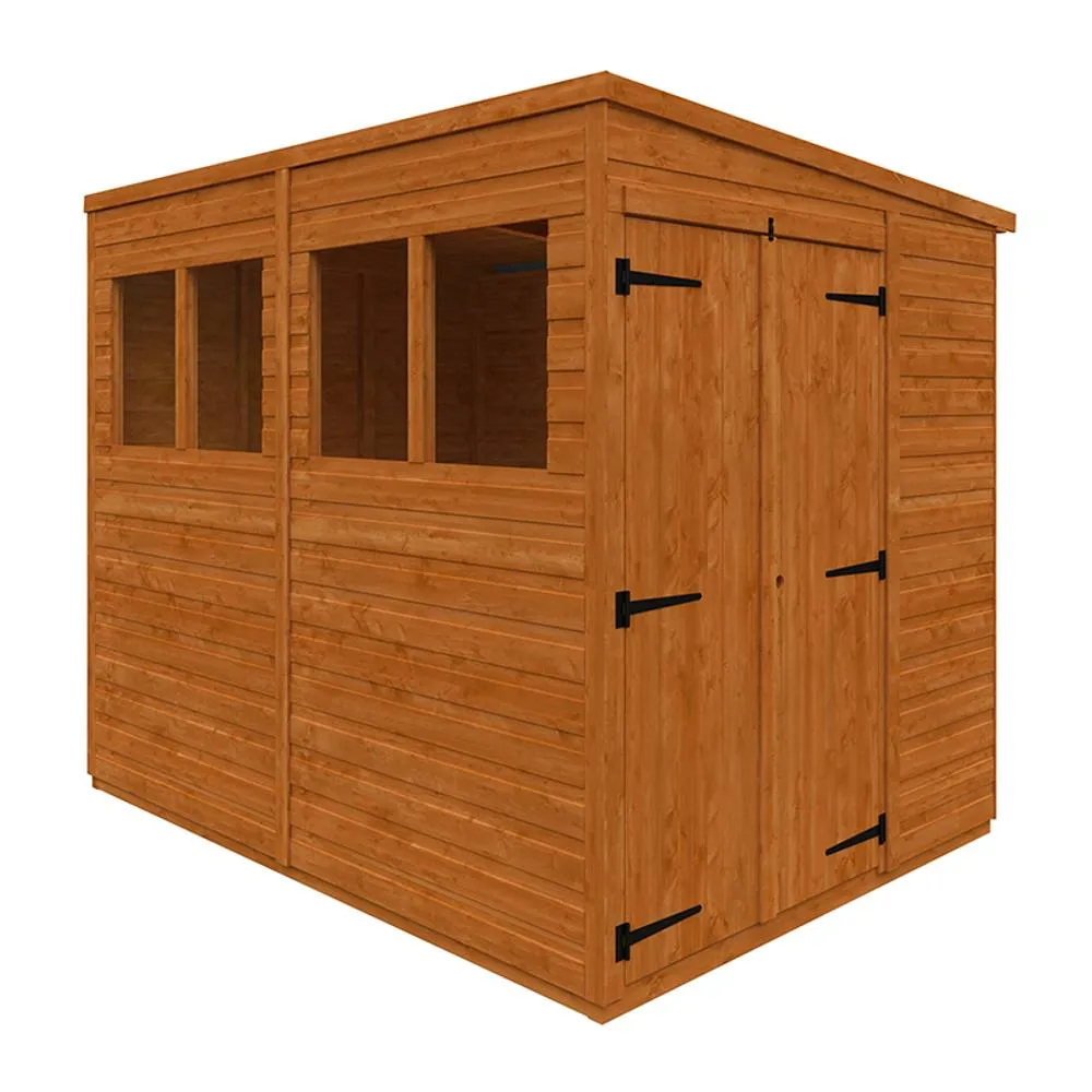Buttercup Farm 8x6 Flex Pent Double Door 12mm Flex - L238.8 x W175 x H203 cm in Burnt Orange