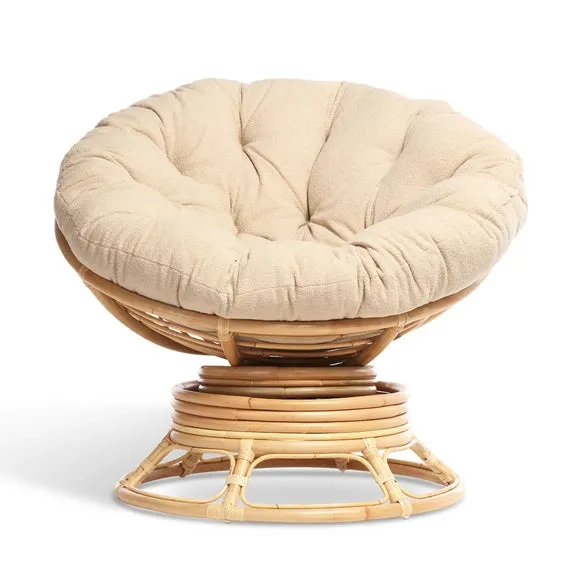 Desser Papasan Rattan Rocking Chair with Boucle Cushion 2