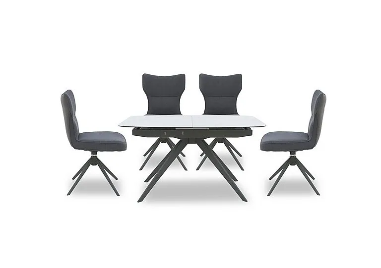 Carrera Pop Up Extending Dining Table and 4 Swivel Chairs - 140-cm