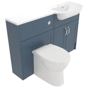 Deccado Padworth Juniper Blue Right Hand 1200mm Slimline Fitted Vanity & Toilet Pan Unit Combination with Right Hand Basin 2