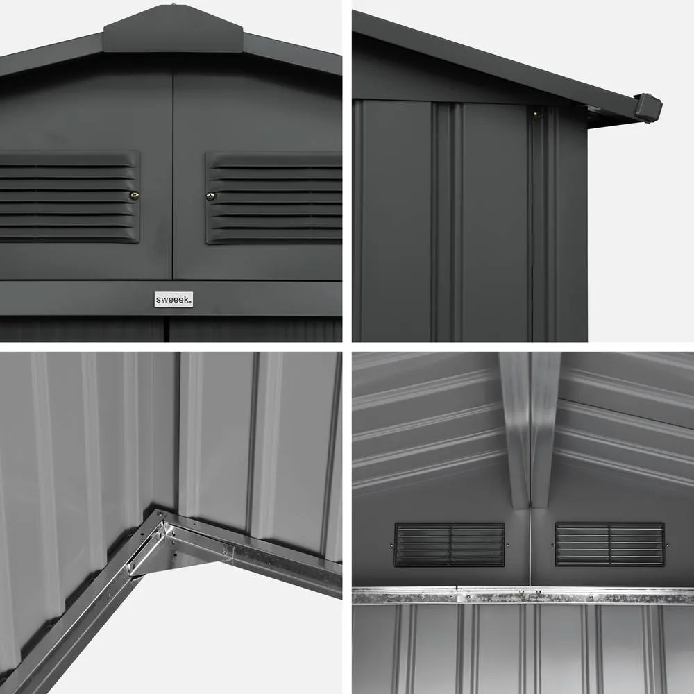 sweeek (9 X 8.5ft) 7.06m² Metal Garden Storage Shed in Dark Grey 4