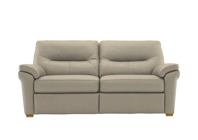 Seattle 3 Seater Leather Sofa with Wooden Feet - Oxford Mushroom