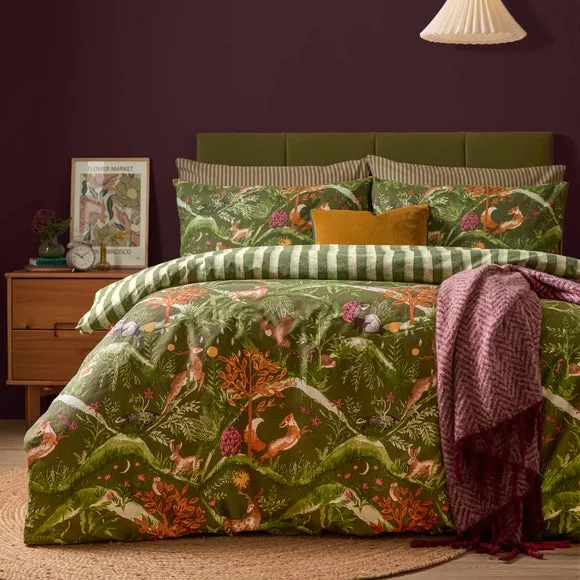Furn. Nya Woodland Polycotton Duvet Cover & Pillowcase Set 1