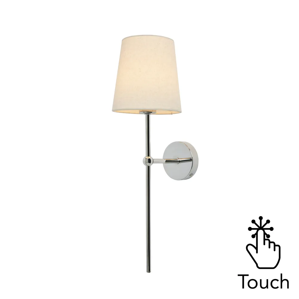 Tamsin Rechargeable Shaded Wall Light, Chrome 1