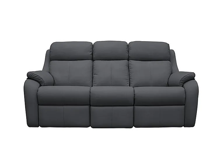 Kingsbury 3 Seater Leather Power Battery Recliner Sofa with Power Headrests - Cambridge Petrol Blue