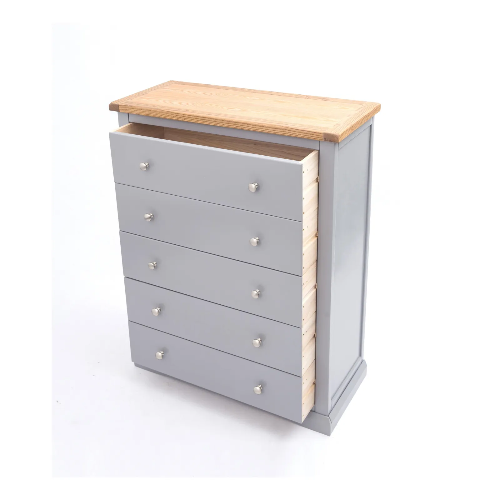 Cabinet Bits Rocca 5 Drawer Chest of Drawers Chrome Knob in Grey 4