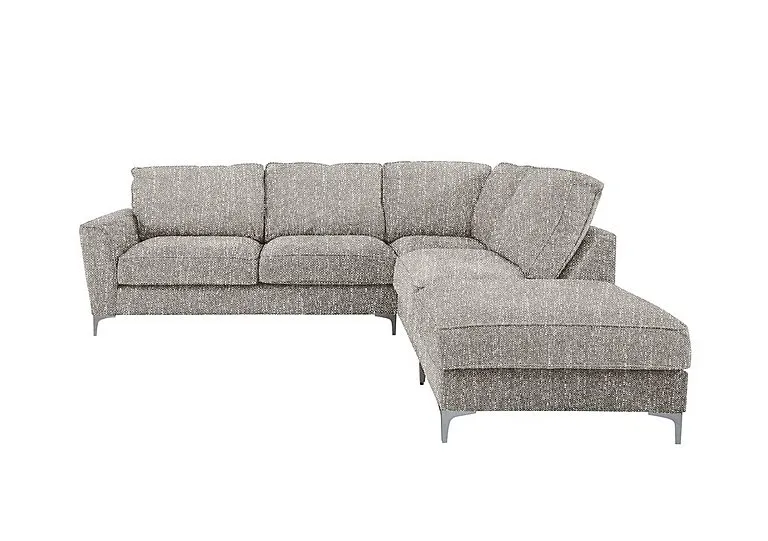 Legend Classic Back Fabric Right Hand Facing Corner Sofa with Chrome Feet - Barley Silver