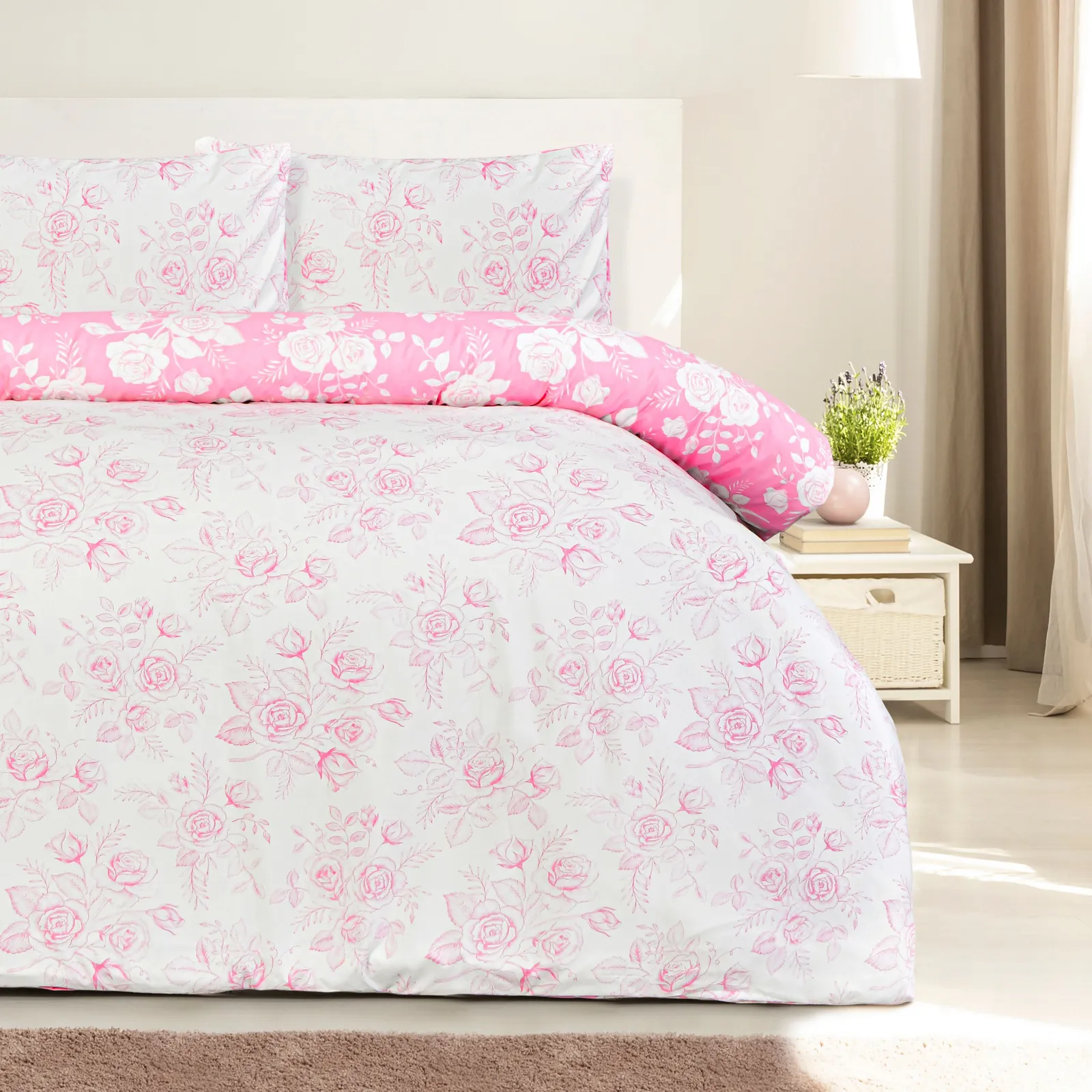 Smart LivingKing Floral Toile Duvet Set, Pink 3