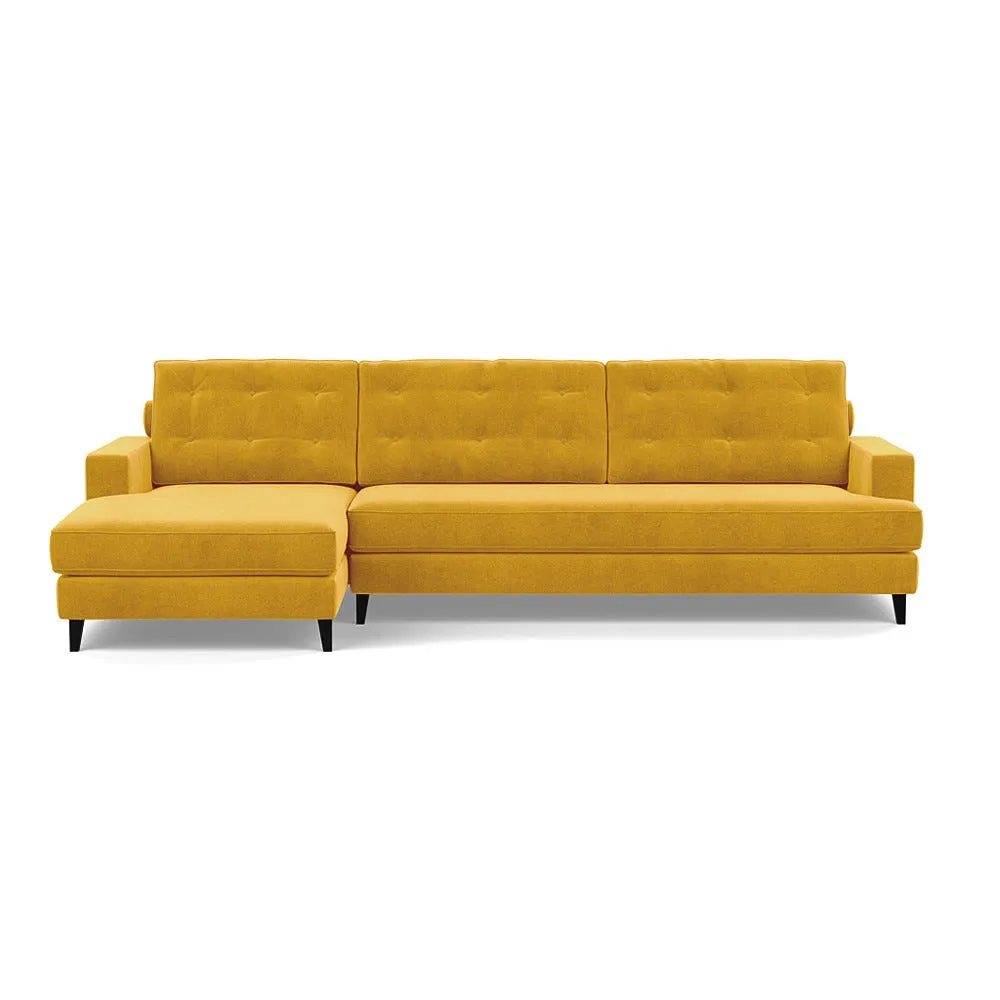 Heal's Mistral Left Hand Facing Corner Sofa Smart Luxe Velvet Canary Black Feet 1