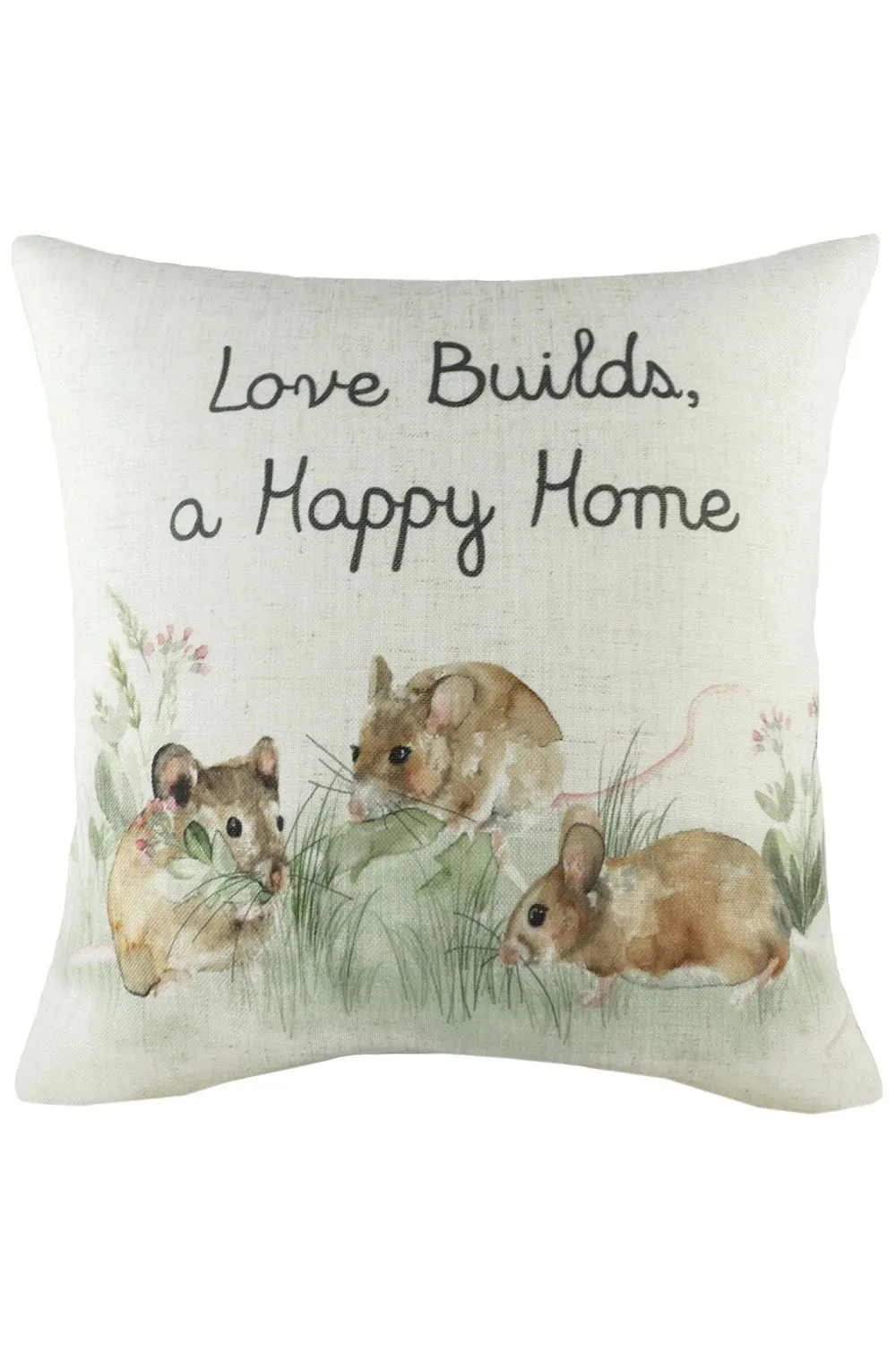 Evans Lichfield Hedgerow Mice Hand-Painted Watercolour Printed Cushion