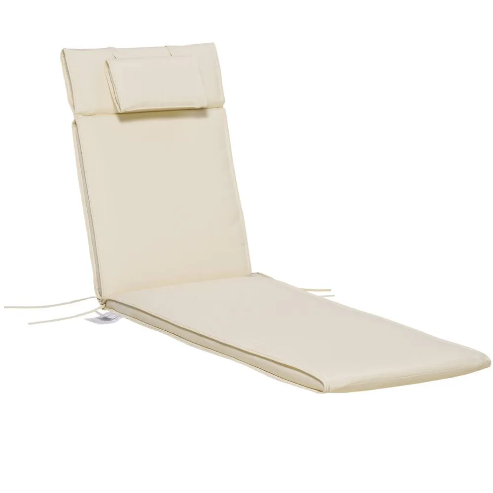 OUTSUNNY Garden Sun Lounger Chair Cushion ONLY Reclining Relaxer Indoor Outdoor in Cream 2