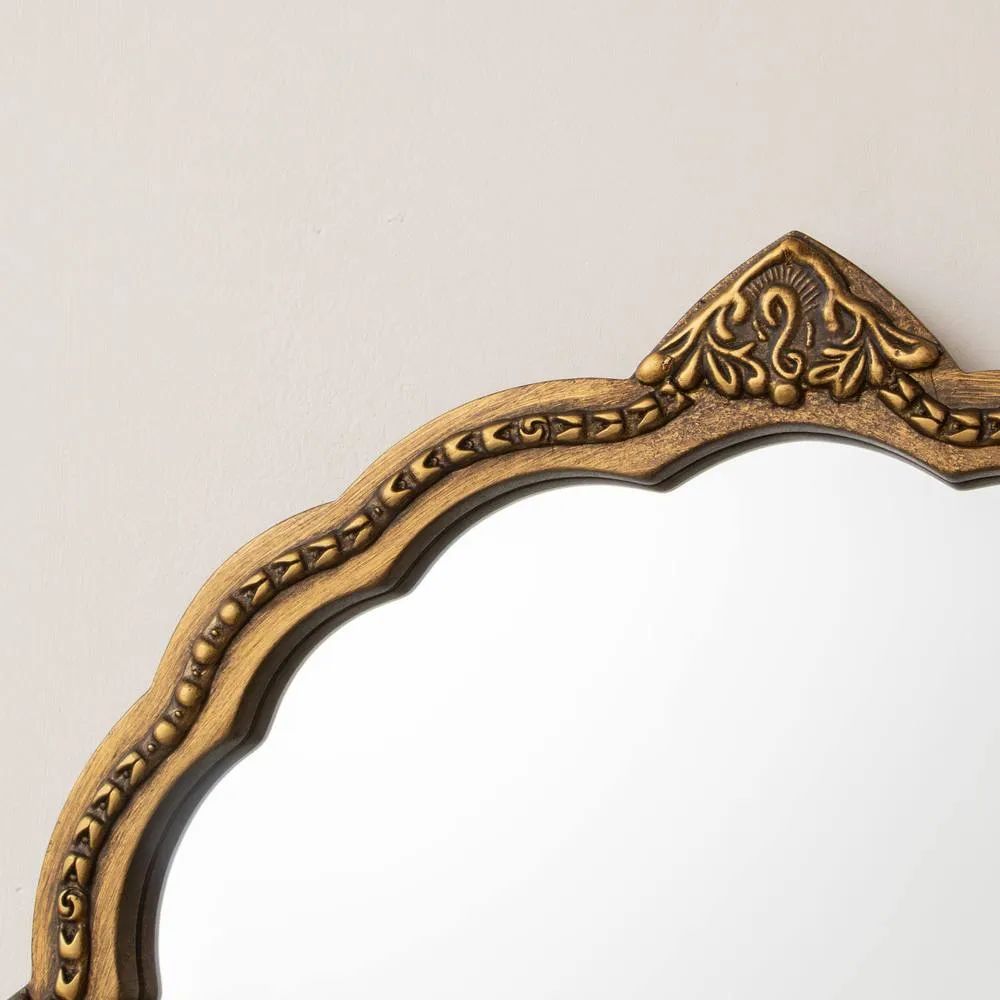 Melody Maison Ornate Antique Gold Round Wall Mirror - 50cm X 50cm 2