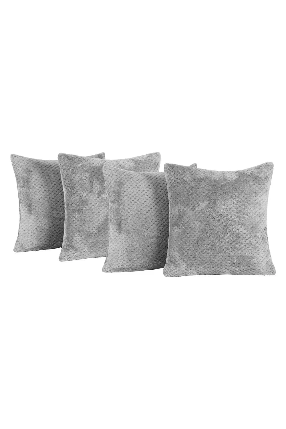 OHS 4 Pack of Waffle Fleece Square Cushion Covers in Charcoal