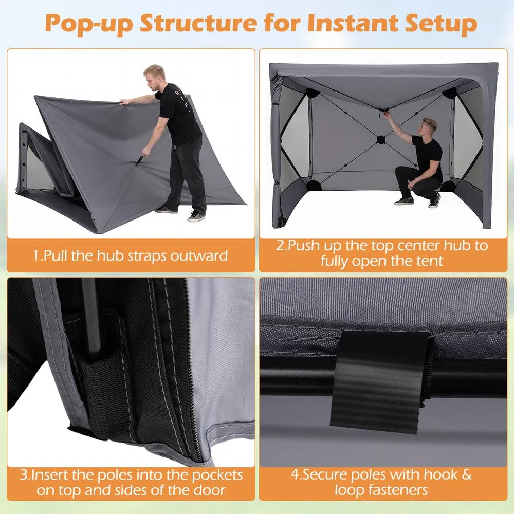 Costway Pop up Gazebo Tent Instant Setup Screen House Outdoor Canopy Shelter in Grey 6