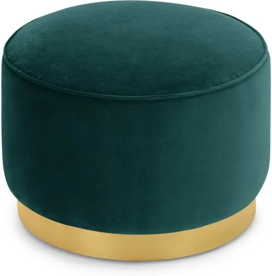 Hetherington Large Brass Base Pouffe, Seafoam Blue Velvet