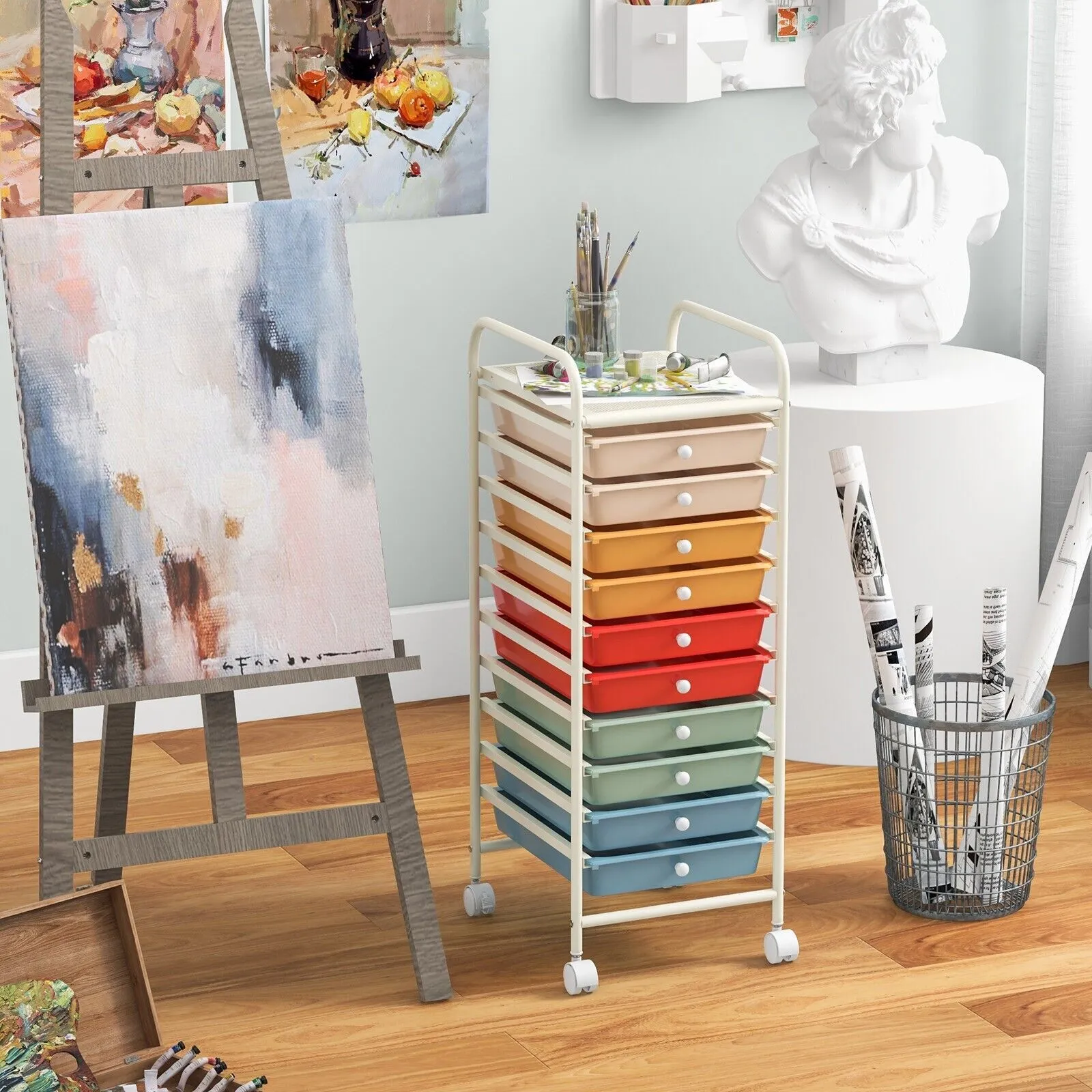 Costway 10 Drawers Storage Trolley Mobile Rolling Utility Cart 4