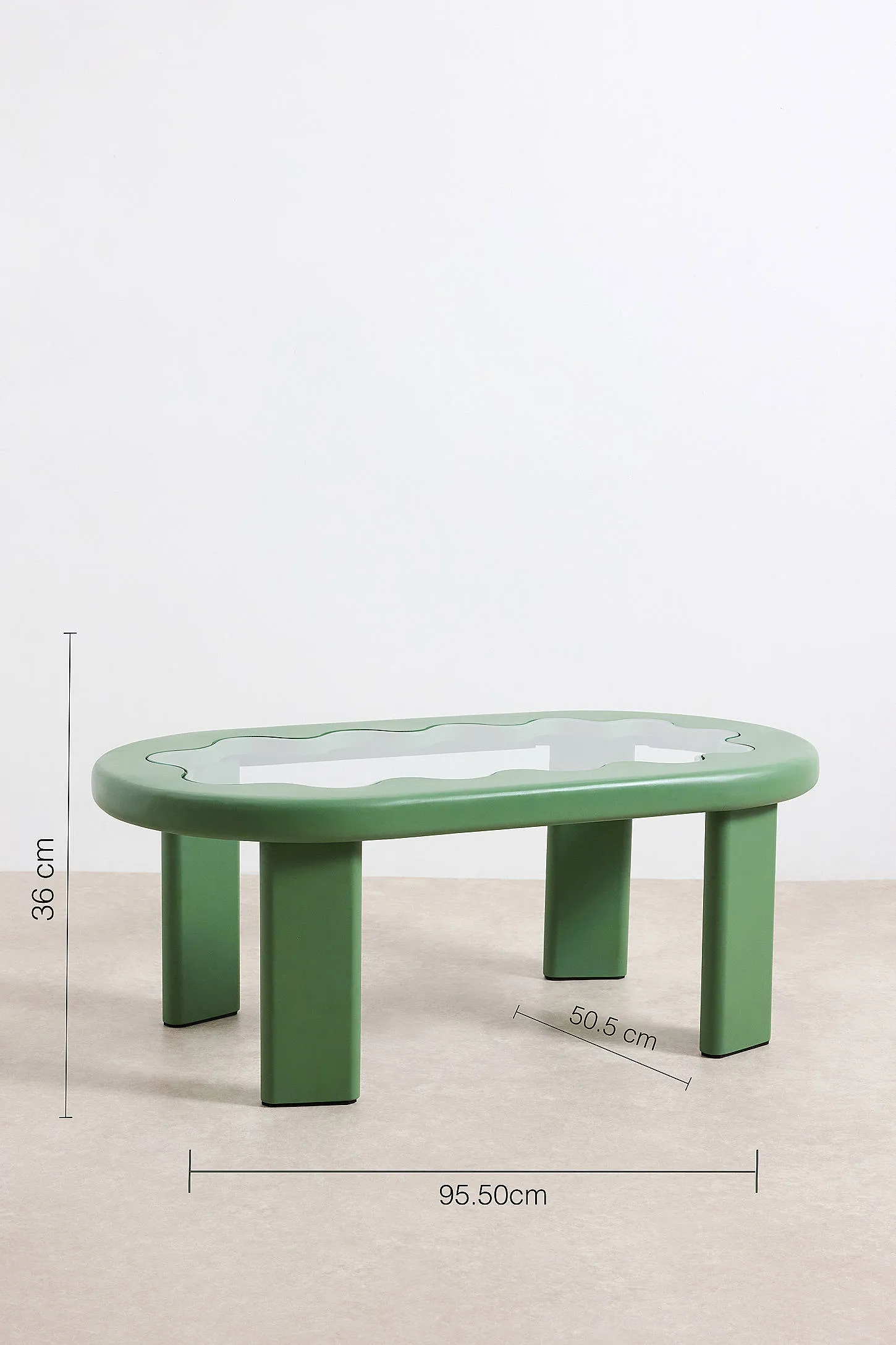 Green Wavy Scalloped Coffee Table - Green 5