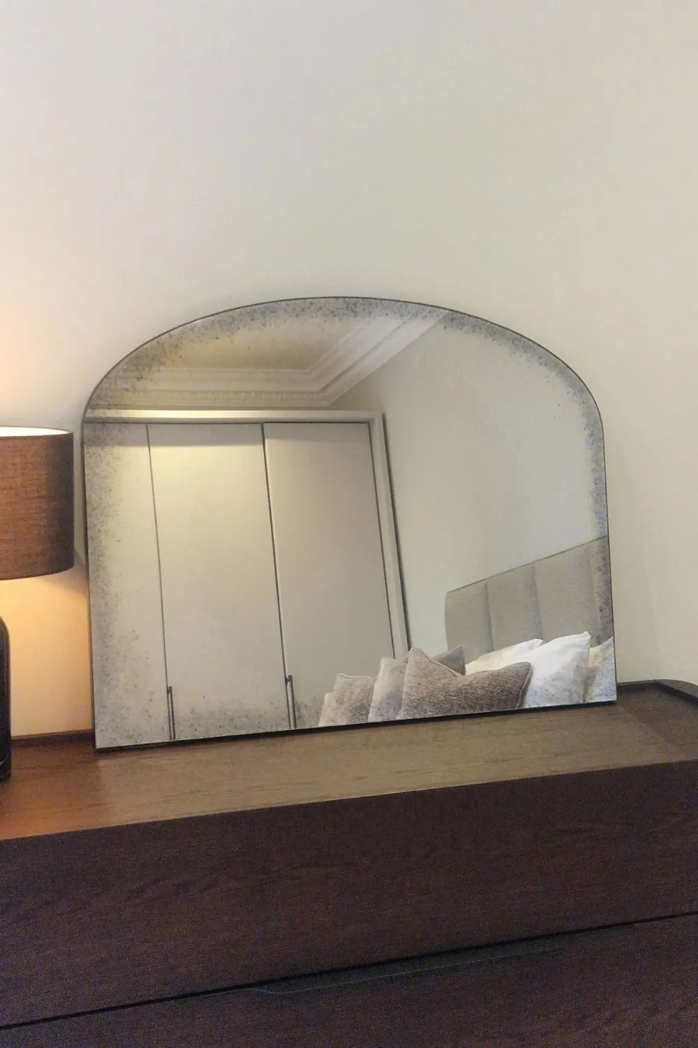 Yearn Mirrors Dulwich Curved Antiqued Mantle Mirror in Black