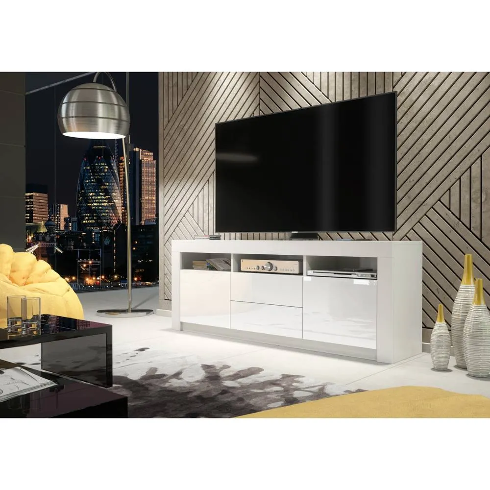 Creative Furniture Shine TV Unit 160cm - White with Gloss Doors 6